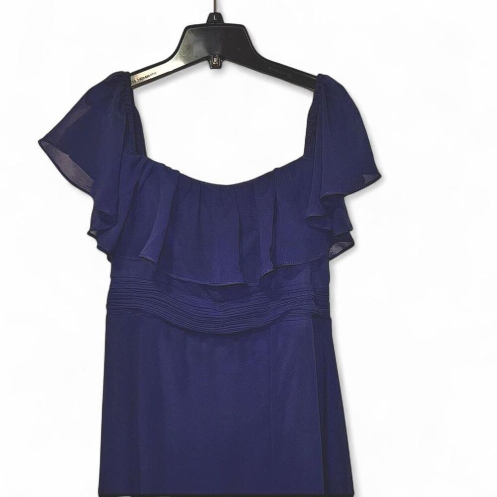 Blue Maxi Formal Dress 8 Ruffle Sleeve Off Shoulder HOCO Eveningwear Wedding - Picture 3 of 7